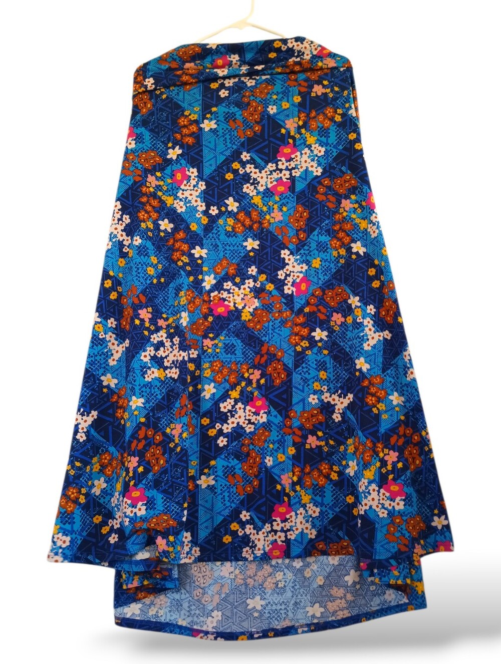LuLaRoe Blue Floral Maxi Skirt Pink  Orange Western Geometric Soft Stretchy LG